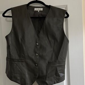 Wayf Olive Faux Leather Vest
